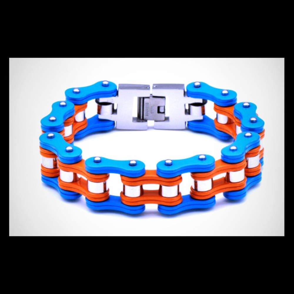 Mens D&Z Stainless Steel Motorcycle Bike Bracelet